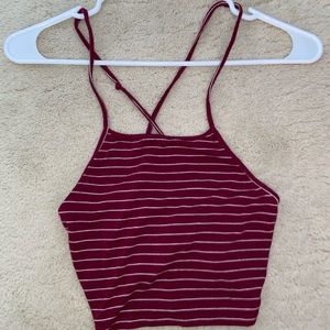 Forever 21 crisscross tie back striped crop top